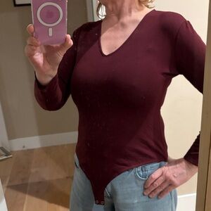 Le Chateau Deep Red V-Neck Bodysuit